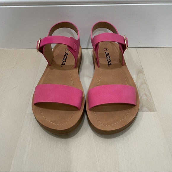 NIB Soda Girls Size 3 or 5 Kids Pink Plenty Ankle Wrap Buckle Sandals - Picture 4 of 10